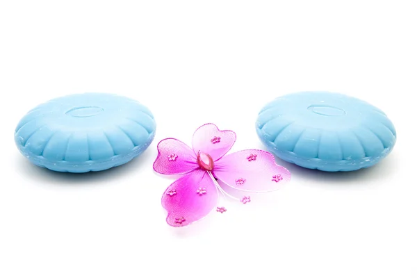Mavi sabun ile kelebek — Stok fotoğraf