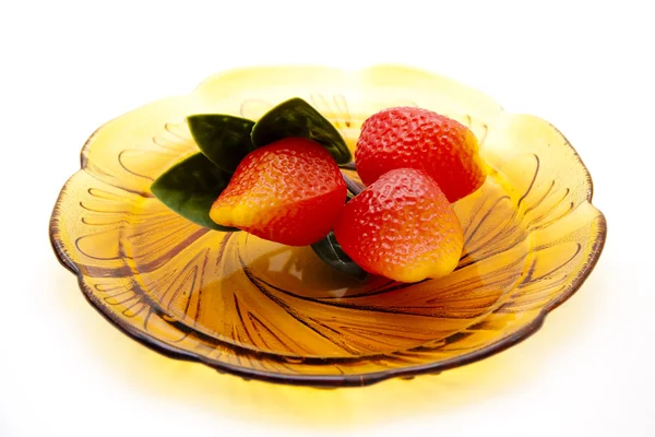 Φράουλες στο γυαλί φουλάρια — Φωτογραφία Αρχείου