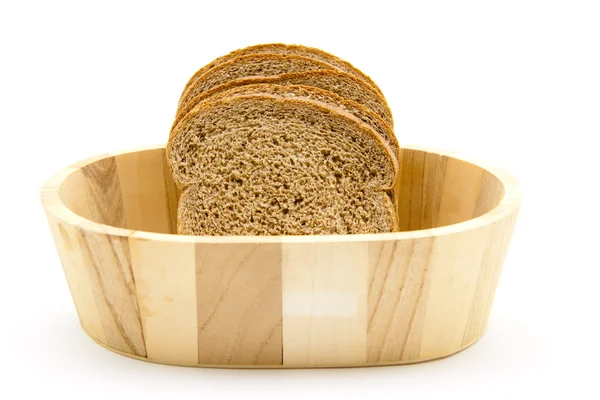 Frisches Toastbrot in Holzschüssel — Stockfoto