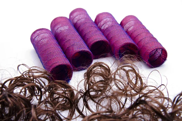 Fechaduras rolo com fechaduras de cabelo — Fotografia de Stock