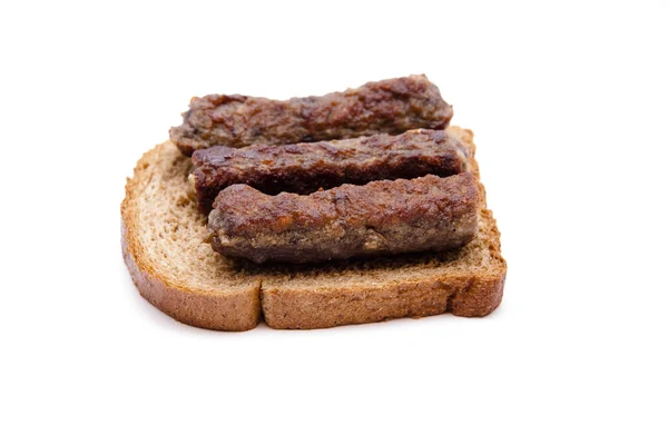 Málo mleté maso rolí na toastu — Stock fotografie
