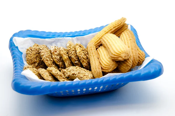 Cookie in the blue basket — Stock Photo, Image