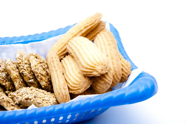 Cookie in the blue basket — Stock Photo, Image