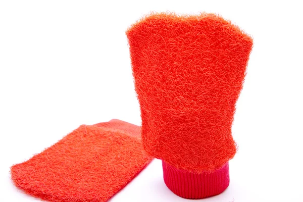 Red washing gloves — Stock Photo, Image