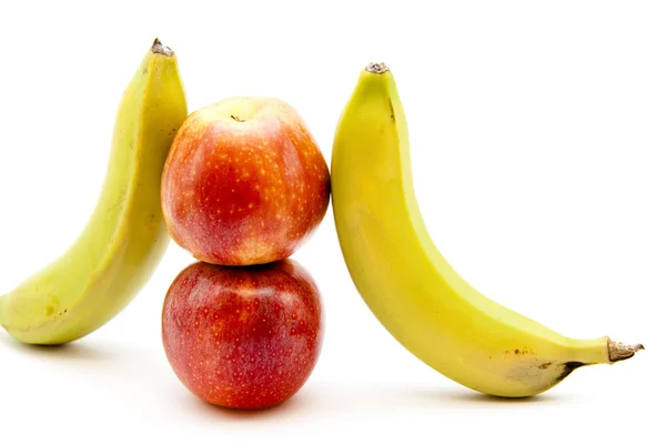 Pomme rouge à la banane Images De Stock Libres De Droits