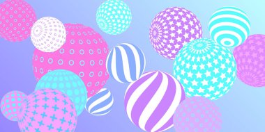 Retro 3D çizim soyut toplar, her amaç için harika tasarım. Kapak tasarımı için modern poster. Vektör çizimi. Arkaplan duvar tasarımı.