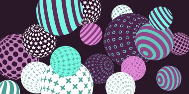 Retro 3D çizim soyut toplar, her amaç için harika tasarım. Kapak tasarımı için modern poster. Modern sanat izole vektör grafiği. Arkaplan duvar tasarımı.