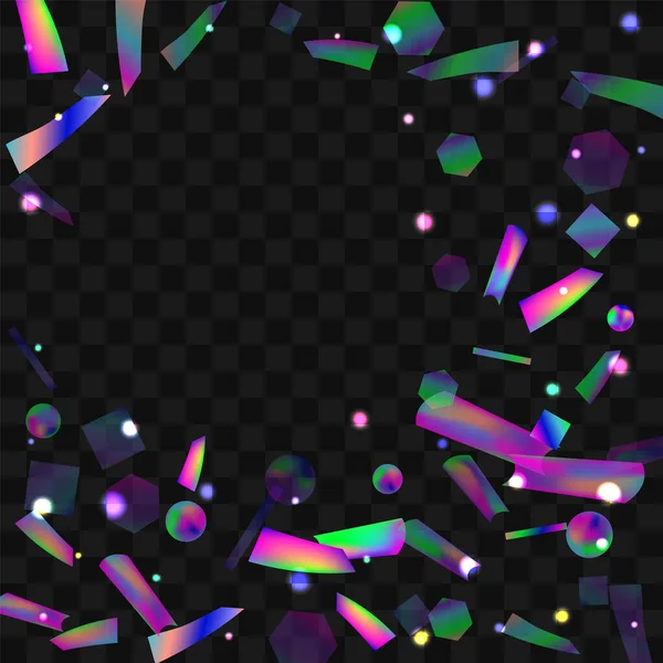 Hologram Confetti. Purple Blur Effect. Laser färgstarka bakgrund. Webbpunk konst. Semesterbyn. Ljusbländning. — Stock vektor