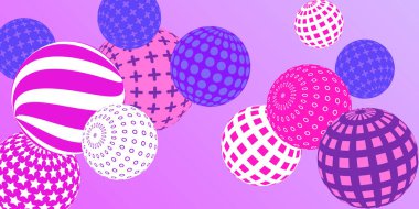 Retro 3D çizim soyut toplar, her amaç için harika tasarım. Modern kapak konsepti. Vektör modern pankart. Arkaplan duvar tasarımı.