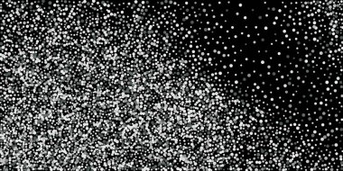 Gümüş simli konfeti. Siyah arka plan. Parlak soyut doku. Vektör soyut grafik tasarımı. Yeni yıl Noel 'i. Gümüş parıltılı arka plan. Vektör zarif davet şablonu.