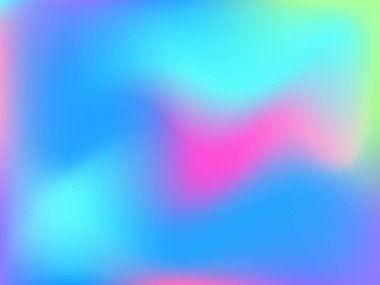 Sanal arkaplan. Bulanık geleceksel deseni olan parlak, pürüzsüz bir ağ. Moda reklam vektörü. Yazdırma ürünleri için yoğun holografik spektrum gradyanı,.