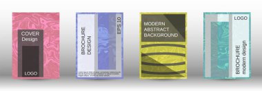 Modern örtüler. Soyut mermer desen. Mavi, sarı, pembe, lav şekilli yeşil desenli. Bulanık çizgiler ve dairelerden oluşan çizimler. İş tasarımınız için şablon.