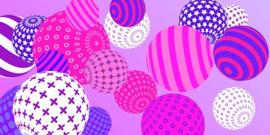 Retro 3D çizim soyut toplar, her amaç için harika tasarım. Kapak tasarımı için modern poster. Vektör teknolojisi geçmişi. Soyut parlak duvar kağıdı. 3d geometrik şekil çizimi.