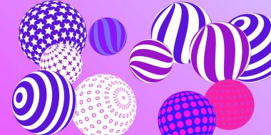 Retro 3D çizim soyut toplar, her amaç için harika tasarım. Modern kapak konsepti. Vektör modern pankart. Arkaplan duvar tasarımı.