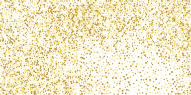 Beyaz arka planda altın rengi küçük konfeti. Şen şakrak Noel arkaplanı. Altın parıldayan soyut doku. Tasarım elemanı. Vektör illüstrasyonu, EPS 10.