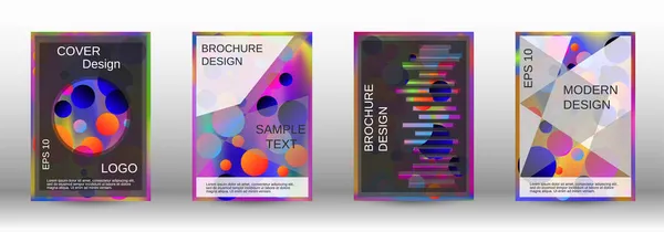 ホログラフィックな背景にグラデーションの円 現代の抽象的なカバーのセット バナー ポスター 小冊子 レポート 雑誌のデザインのための抽象的なボールと未来のテンプレート — ストックベクタ