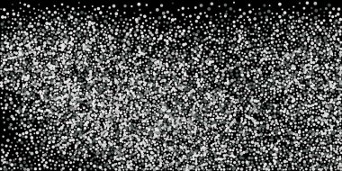 Gümüş simli konfeti. Siyah arka plan. Parlak soyut doku. Vektör soyut grafik tasarımı. Yeni yıl Noel 'i. Gümüş parıltılı arka plan. Vektör zarif davet şablonu.