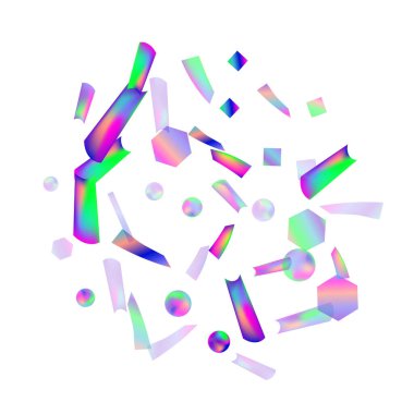 Hologram Konfeti. Her amaç için harika bir tasarım. Banner şablonu. Bulanık arkaplan. Bulanık konsept. Renkli alan arkaplanı. Tatil, doğum günü.