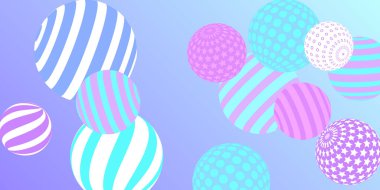 Retro 3D çizim soyut toplar, her amaç için harika tasarım. Kapak tasarımı için modern poster. Vektör modern pankart. Arkaplan duvar tasarımı.