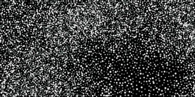 Gümüş simli konfeti. Siyah arka plan. Parlak soyut doku. Vektör soyut grafik tasarımı. Yeni yıl Noel 'i. Gümüş parıltılı arka plan. Vektör zarif davet şablonu.