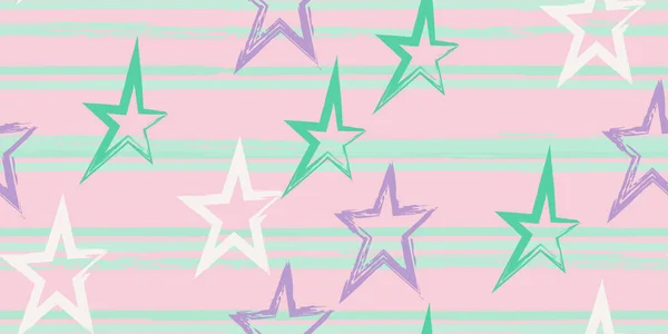 Listras Coloridas Estrelas Simplesmente Design Listrado Aquarela Moda Linhas Desenhadas — Vetor de Stock