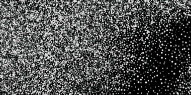 Gümüş simli konfeti. Siyah arka plan. Parlak soyut doku. Vektör soyut grafik tasarımı. Yeni yıl Noel 'i. Gümüş parıltılı arka plan. Vektör zarif davet şablonu.