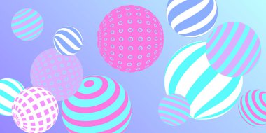 Retro 3D çizim soyut toplar, her amaç için harika tasarım. Modern kapak konsepti. Vektör çizimi. Arkaplan duvar tasarımı.