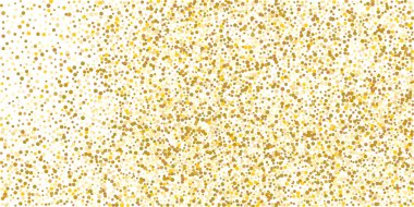 Beyaz arka planda altın rengi küçük konfeti. Şen şakrak Noel arkaplanı. Altın parıldayan soyut doku. Tasarım elemanı. Vektör illüstrasyonu, EPS 10.