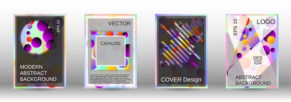 Círculos Gradientes Fundo Holográfico Conjunto Capas Abstratas Modernas Futuro Modelo — Vetor de Stock