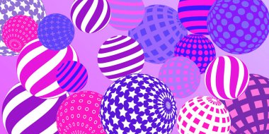 Retro 3D çizim soyut toplar, her amaç için harika tasarım. Modern kapak konsepti. Vektör modern pankart. Soyut parlak duvar kağıdı. 3d geometrik şekil çizimi.