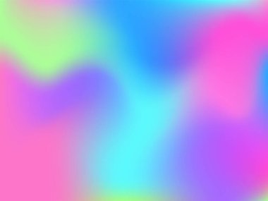 Sanal arkaplan. Bulanık geleceksel deseni olan parlak, pürüzsüz bir ağ. Moda reklam vektörü. Yazdırma ürünleri için yoğun holografik spektrum gradyanı,.