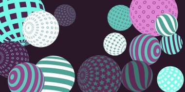 Retro 3D çizim soyut toplar, her amaç için harika tasarım. Kapak tasarımı için modern poster. Vektör çizimi. Arkaplan duvar tasarımı.