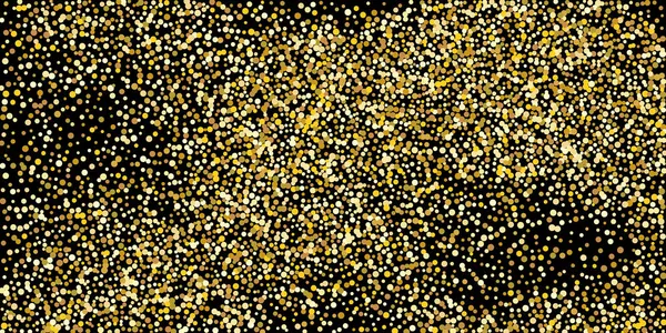 Golden Point Confetti Black Background Illustration Drop Shiny Particles Decorative — Stock Vector