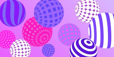 Retro 3D çizim soyut toplar, her amaç için harika tasarım. Modern kapak konsepti. Vektör modern pankart. Arkaplan duvar tasarımı.