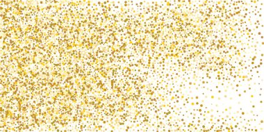 Beyaz arka planda altın rengi küçük konfeti. Şen şakrak Noel arkaplanı. Altın parıldayan soyut doku. Tasarım elemanı. Vektör illüstrasyonu, EPS 10.
