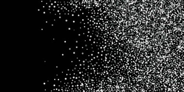 Gümüş simli konfeti. Siyah arka plan. Parlak soyut doku. Vektör soyut grafik tasarımı. Yeni yıl Noel 'i. Gümüş parıltılı arka plan. Vektör zarif davet şablonu.