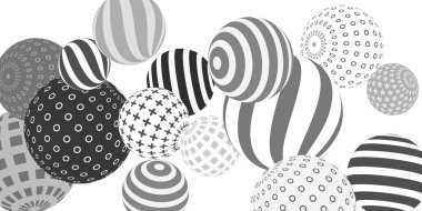 Retro 3D çizim soyut toplar, her amaç için harika tasarım. Modern kapak konsepti. Vektör çizimi. Soyut parlak duvar kağıdı. 3d geometrik şekil çizimi.