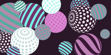 Retro 3D çizim soyut toplar, her amaç için harika tasarım. Modern kapak konsepti. Vektör modern pankart. Arkaplan duvar tasarımı.