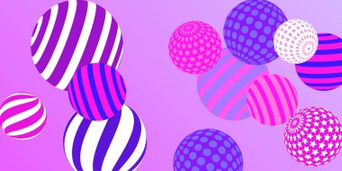 Retro 3D çizim soyut toplar, her amaç için harika tasarım. Kapak tasarımı için modern poster. Vektör modern pankart. Soyut parlak duvar kağıdı. 3d geometrik şekil çizimi.