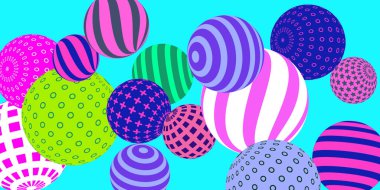 Retro 3D çizim soyut toplar, her amaç için harika tasarım. Kapak tasarımı için modern poster. Vektör teknolojisi geçmişi. Soyut parlak duvar kağıdı. 3d geometrik şekil çizimi.