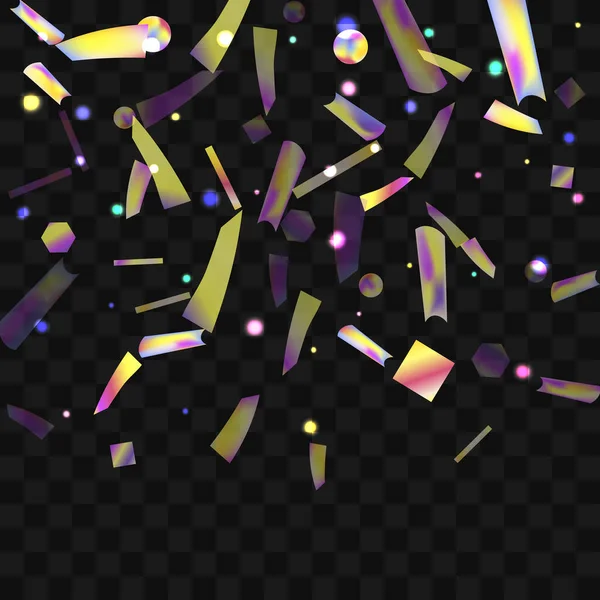 Hologram Confetti. Purple Blur Effect. Laser färgstarka bakgrund. Webbpunk konst. Semesterbyn. Ljusbländning. — Stock vektor