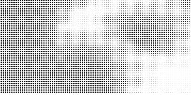 Yarı ton noktalı arka plan. Beyaz bir arka planda modern tarzda siyah noktalar. Tasarım konsepti için Vintage Illustration. Modern doku. Polka nokta tarzı doku.