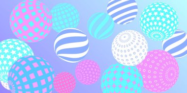 Retro 3D çizim soyut toplar, her amaç için harika tasarım. Kapak tasarımı için modern poster. Modern sanat izole vektör grafiği. Soyut parlak duvar kağıdı. 3d geometrik şekil çizimi.