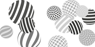 Retro 3D çizim soyut toplar, her amaç için harika tasarım. Kapak tasarımı için modern poster. Vektör teknolojisi geçmişi. Arkaplan duvar tasarımı.