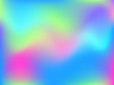 Sanal arkaplan. Bulanık geleceksel deseni olan parlak, pürüzsüz bir ağ. Moda reklam vektörü. Yazdırma ürünleri için yoğun holografik spektrum gradyanı,.