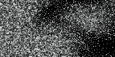 Gümüş simli konfeti. Siyah arka plan. Parlak soyut doku. Vektör soyut grafik tasarımı. Yeni yıl Noel 'i. Gümüş parıltılı arka plan. Vektör zarif davet şablonu.