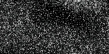 Gümüş simli konfeti. Siyah arka plan. Parlak soyut doku. Vektör soyut grafik tasarımı. Yeni yıl Noel 'i. Gümüş parıltılı arka plan. Vektör zarif davet şablonu.