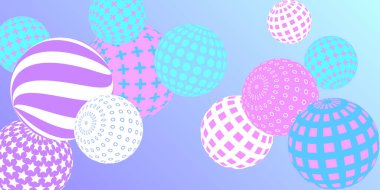 Retro 3D çizim soyut toplar, her amaç için harika tasarım. Modern kapak konsepti. Vektör çizimi. Soyut parlak duvar kağıdı. 3d geometrik şekil çizimi.