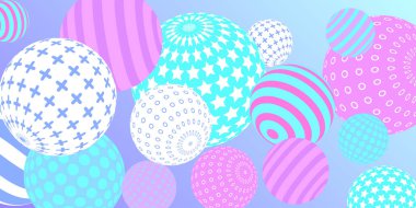 Retro 3D çizim soyut toplar, her amaç için harika tasarım. Modern kapak konsepti. Vektör modern pankart. Arkaplan duvar tasarımı.