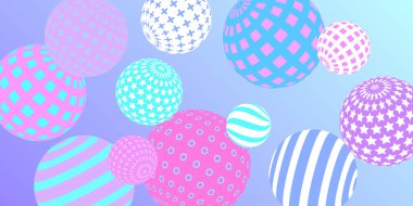 Retro 3D çizim soyut toplar, her amaç için harika tasarım. Kapak tasarımı için modern poster. Modern sanat izole vektör grafiği. Arkaplan duvar tasarımı.